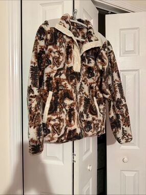 Columbia Women's Brown & Cream Patterned Teddy Jacket